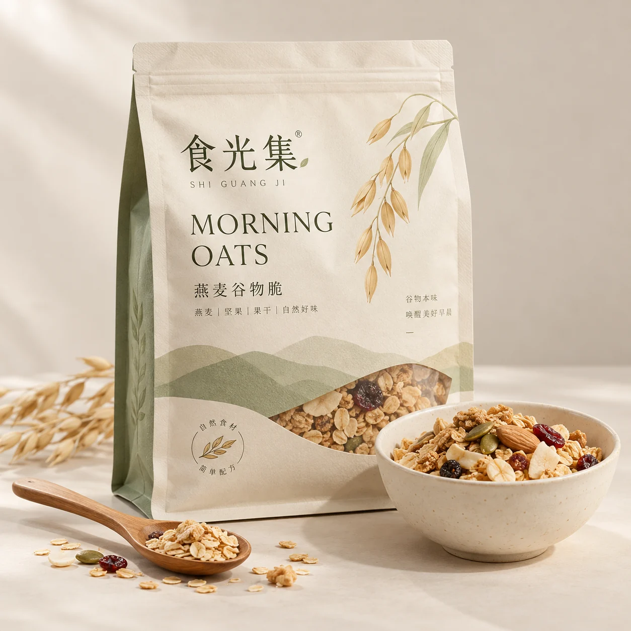 谷物早餐包装与燕麦碗